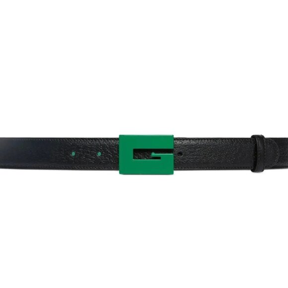 Gucci 709974 Unisex Black Leather Belt with Ceramic Green G Buckle, 100 or 105 - Picture 1 of 15